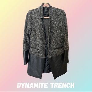 Lightweight leather and knit trench coat for fall